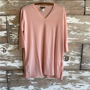 Eileen Fisher XS Tunic Top Blush Pink Italian Yarn V-Neck Minimalist Relaxed Fit